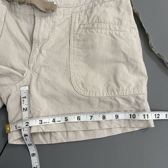 The North Face Shorts Women 6 Beige Linen Cotton Blend Striped 4" inseam Lowrise - Picture 12 of 12